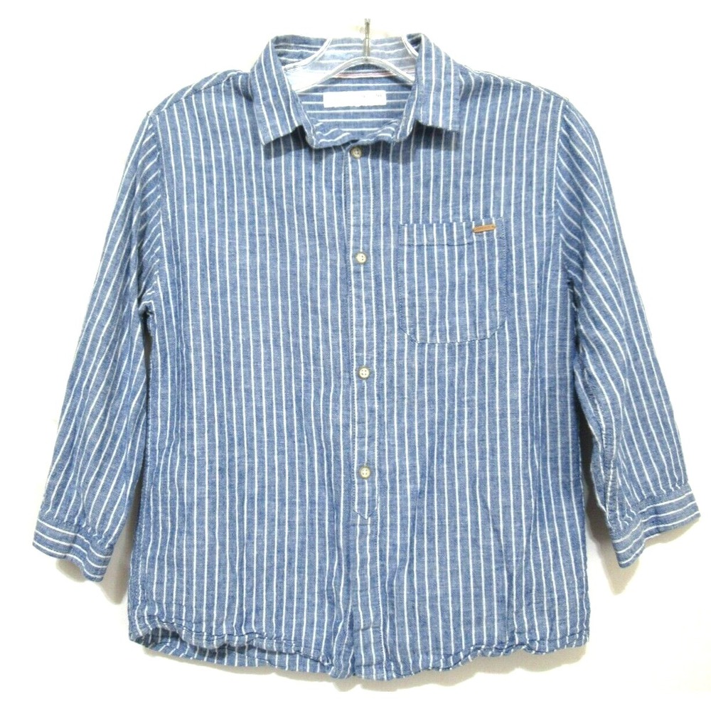 ZARA Kids Youth Boy's Size 10 Blue & White Cotton Casual Button Front Shirt - Picture 1 of 4